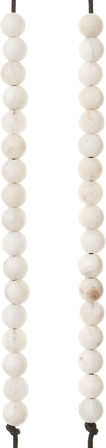 Bead Landing White Moonstone Round Beads – 8mm Gemstone Beads for DIY Bracelets, Necklaces, Earrings & Crafts, 6 Pack