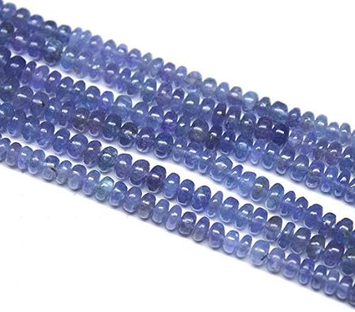 Natural Violet Tanzanite Smooth Gemstone Rondelle Micro Gemstone Loose Craft Beads Strand 16 Inch Long 5mm Code-HIGH-843