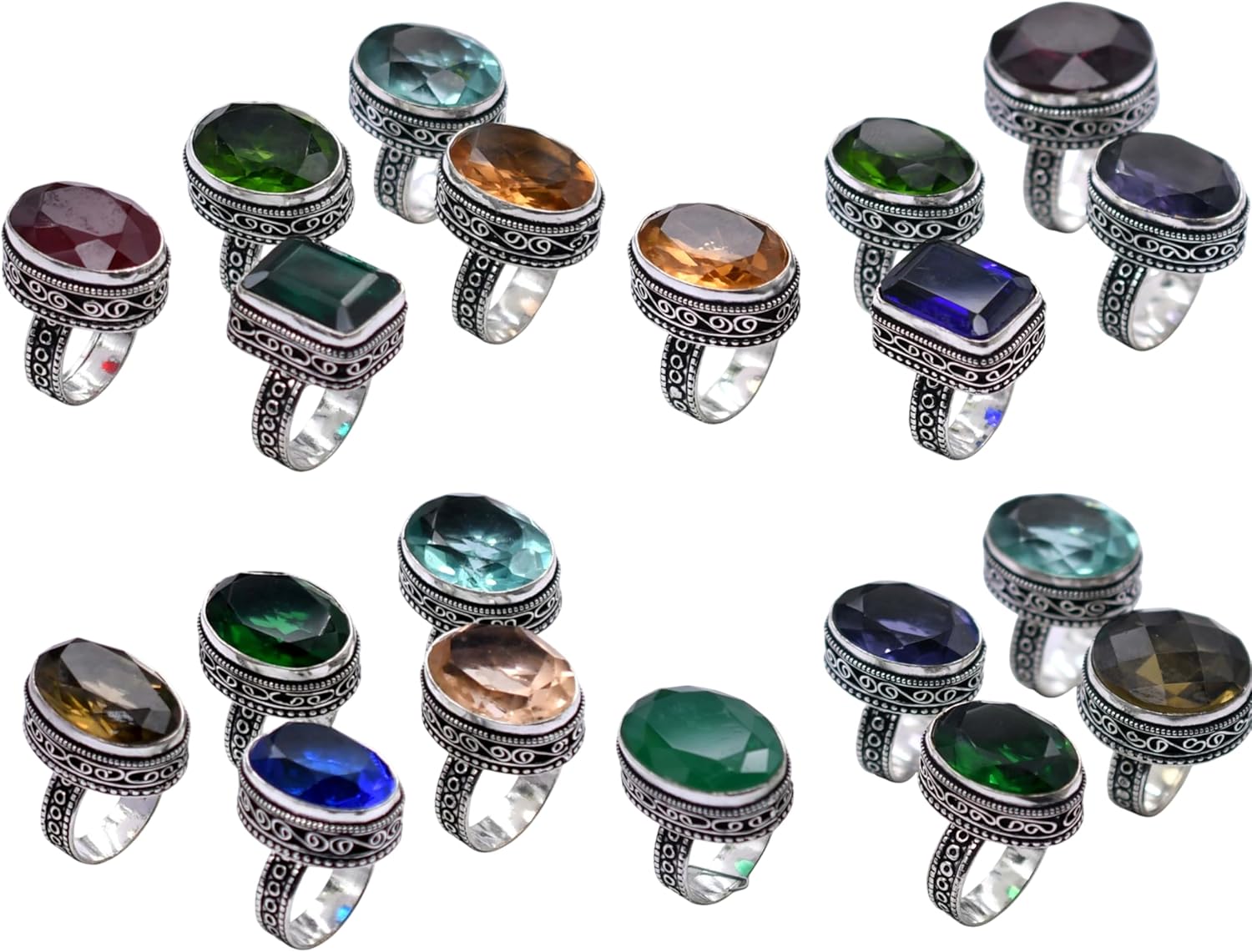 100 PCS Mix Gemstone Ethnic Handmade Ring Mix Lot US Size-5-9 R 9148 R 9148