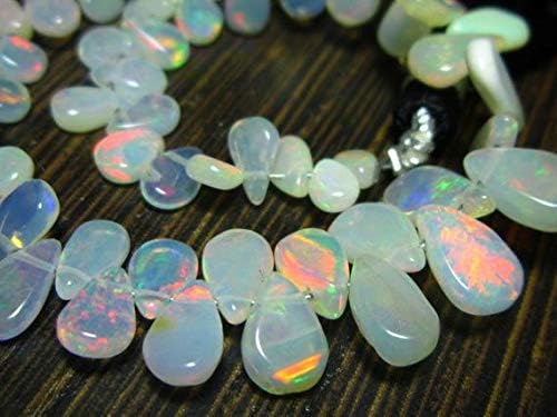 AAA-Ethiopian Welo Opal Smooth Pear Briolettes- 7 Inch Long Strand -Stones Measure- 4x5-5x9mm Code-HIGH-7129