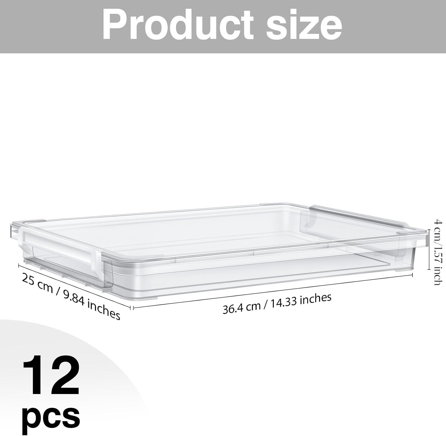 12 Pcs A4 File Paper Storage Box 14.33 x 9.84 x 1.57 Inch Clear Magazine Protector Stackable Portable Project Case for Organizing Documents, Scrapbook, Jewelry, Beading Project, School Office Supplies