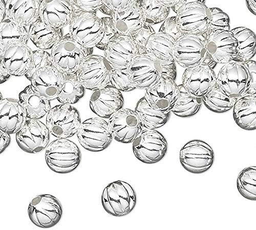 1000 Silver Plated Brass 3mm Round Corrugated Beads with 0.7mm Hole