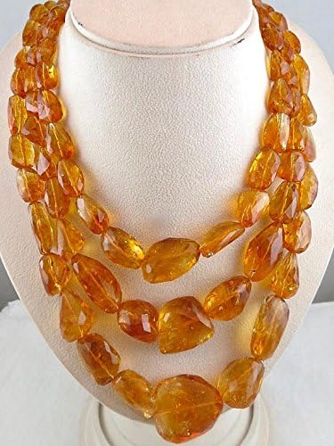 Natural CITRINE FACETTED Tumble Beads NECKLACE 18 INCHES 32MM TO 19MM