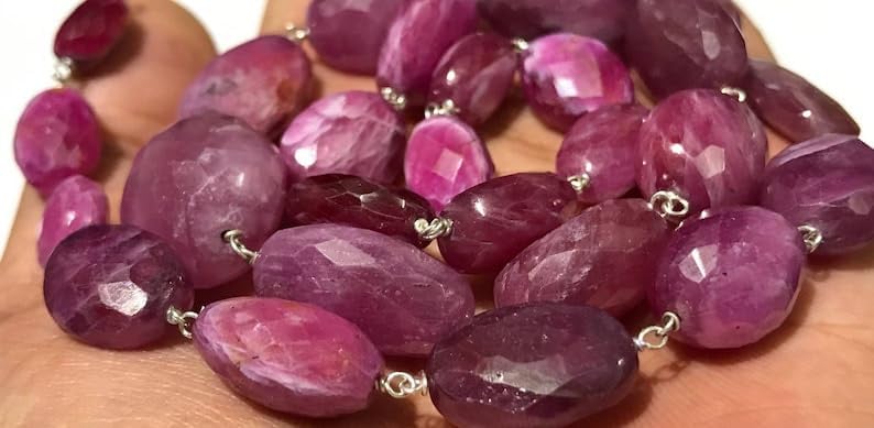 Natural Pink Sapphire Nuggets Smooth Beads 12-14 MM 21 inch Long String Jewelry Making Gemstone Beads for Necklace Bracelet