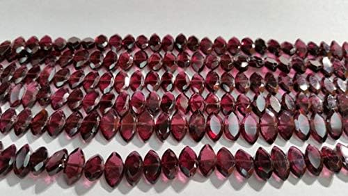 garnet faceted markis shape, size 5x9mm length of strand 15