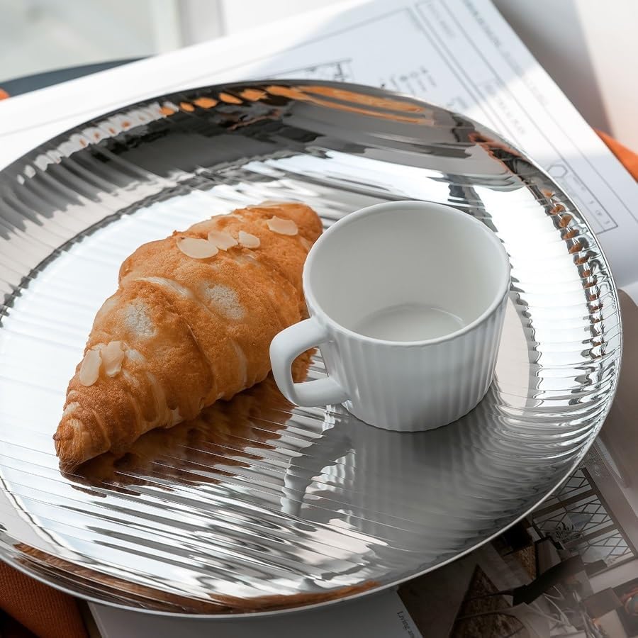 Tray Stainless Steel Western Food Tray Household Light Luxury Dining Tray Tea Cup Storage Tray Sample Ornaments Storage Tray Serving Trays