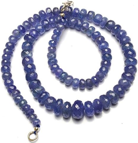 Natural Tanzanite Gemstone 5 to 9MM Faceted Rondelle Beads 17 Inch Full Strand Super Quality Deep Blue Color Finished Necklace