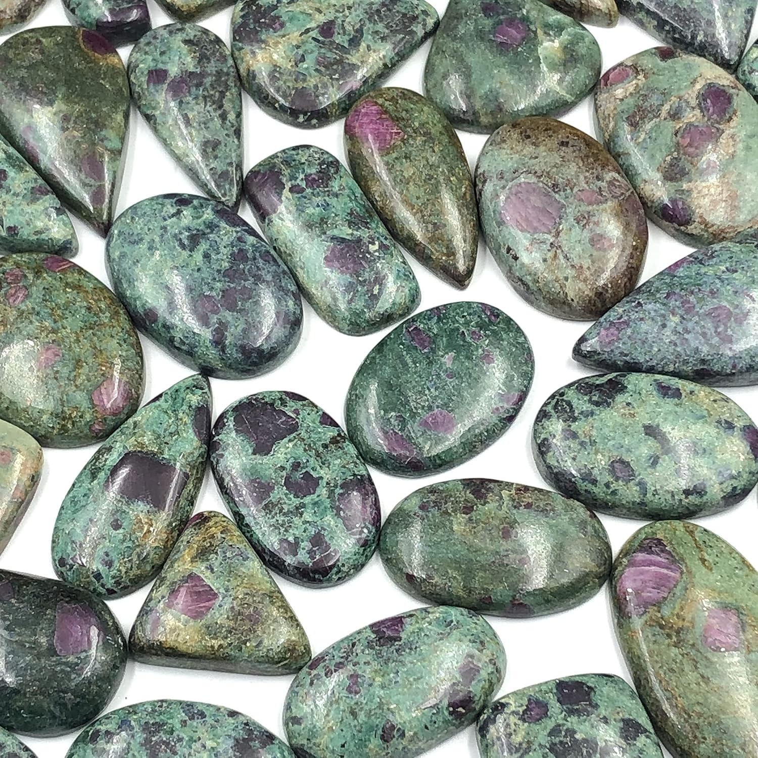 Natural RUBY IN FUCHSITE Gemstone Loose Cabochon Lot For Jewelry Making, Loose Gemstone For Ring, Earring & Pendant Necklace, Jewelry Making Cabochons, Healing Gemstones