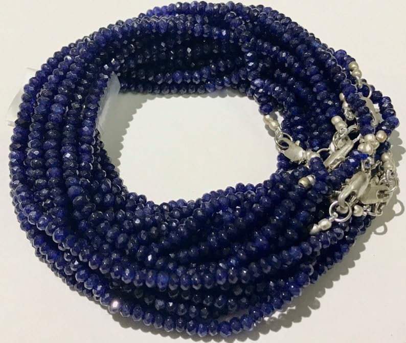 Natural Blue Corundum Round Faceted Beads 3.5 * 4mm 18 inch Long String Jewelry Making Gemstone Beads for Necklace Bracelet