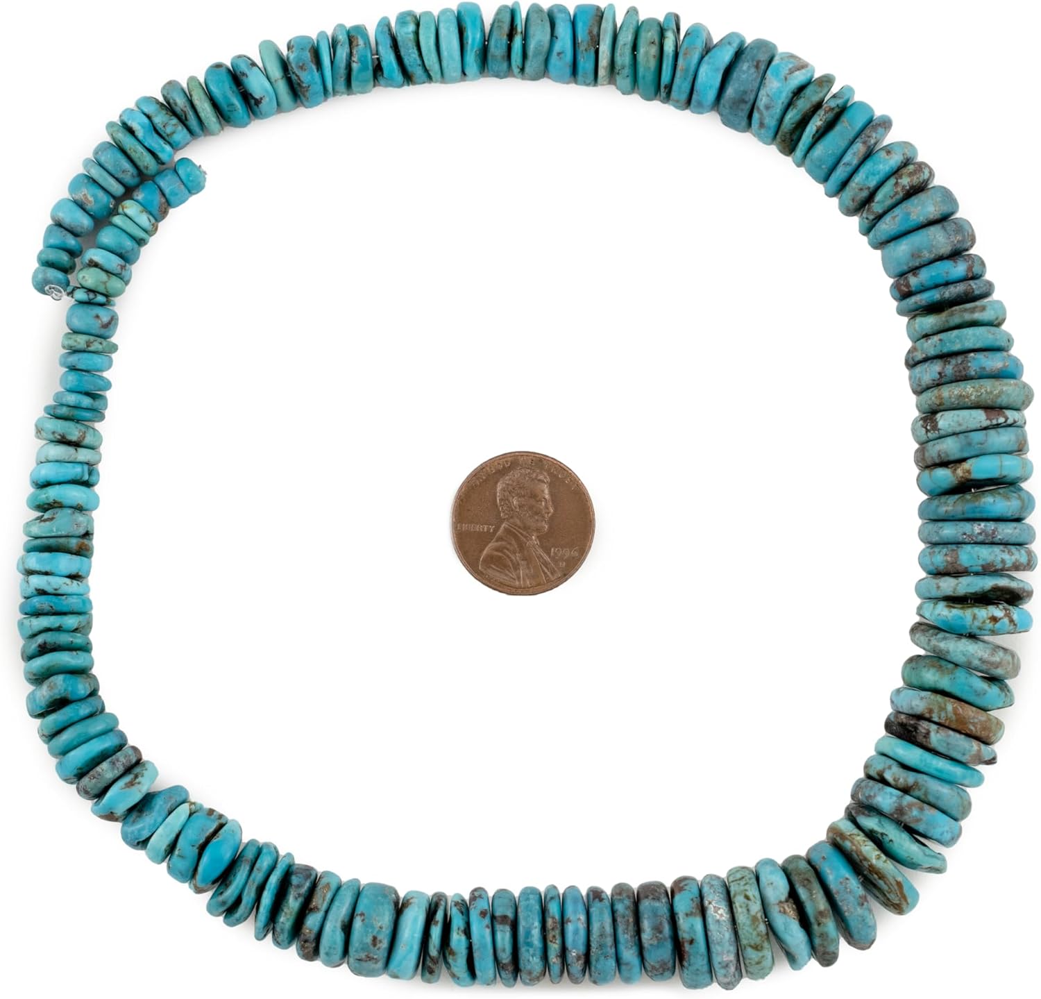 Natural Turquoise Graduated Disk Beads: Authentic Blue Stone Strand for Jewelry Making, 16 Inch