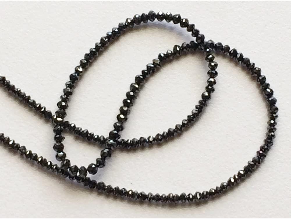 2mm To 3.5mm Black Sparkling Faceted Rondelle Diamond Beads, Black Faceted Diamond Beads, Conflict Free Diamonds For Jewelry (4IN To 8IN), 2 MM - 3.5 MM