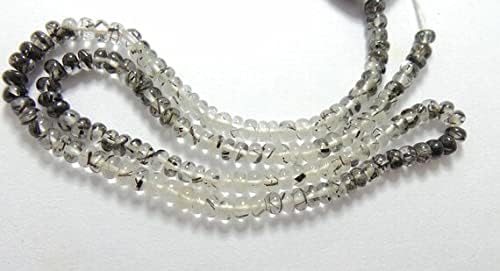 Natural Black Rutilated Quartz Untreated 4-4.5 MM Smooth Plain Beads Shape 14 Inch Strand