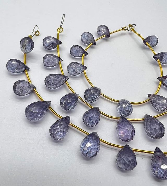 6 inches 1 Strand Natural Iolite 10 Pieces Beads Size 7x11-7x13mm Shape Drop Cut Faceted Making, Beading & Craft Supplies CHIK-STRD-76800