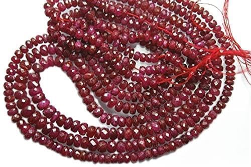 BEADS GEMSTONE 116 Carats, 17 Inches Strand, AAA Natural Dark Red Longi Ruby Faceted LARGE SIZE Rondelles, Size 6.5-4mm Code-HIGH-4106