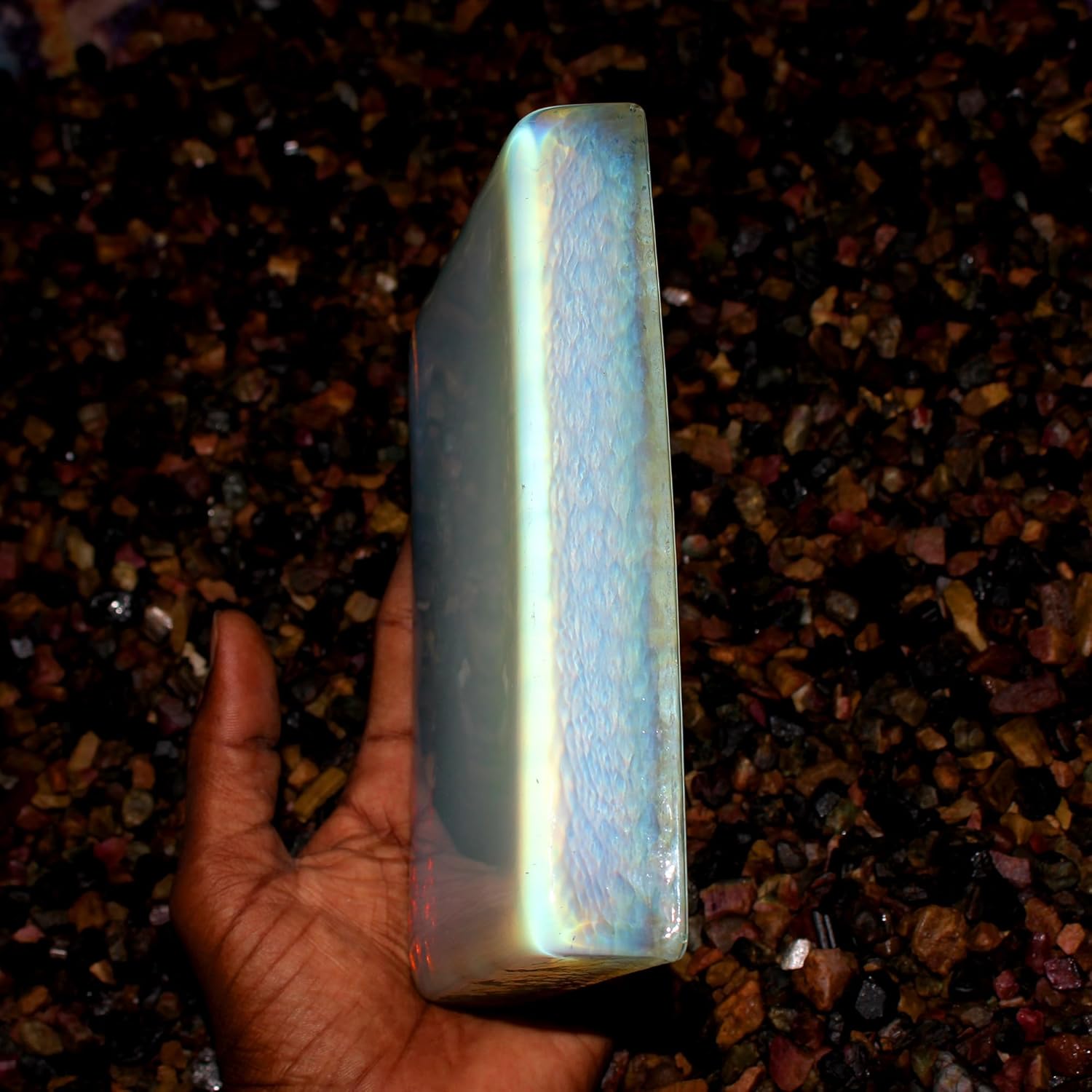 REAL-GEMS Opalite Real Blue Reiki Crystal Slab 16 cm 1401 Grams for Decoration