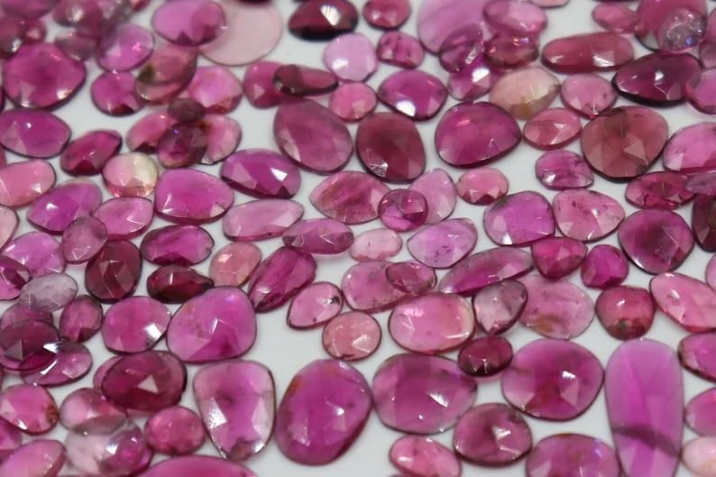 Rubellite Rosecut Polki Beads 4 * 7-7 * 9mm Rubellite Cutstone Rubellite Cabochon Loose Beads Wholesale Beads for Making Jwelery