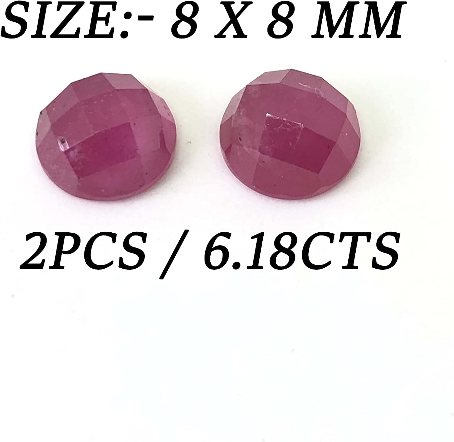 6.18 Ct Pair Ruby Round Shape Size 8 mm Cut Faceted Attractive Loose Gemstone Best for Making Earring Jewelry