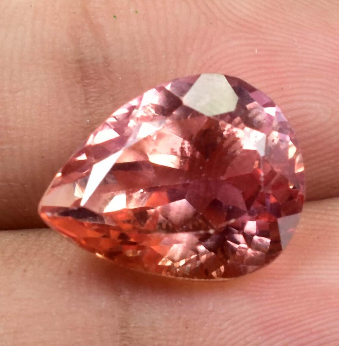 AAA+ Flawless Bi-Colour Ceylon Padparadscha Sapphire (GIT) Certified Loose Pear Cut Gemstone 10.35 Ct