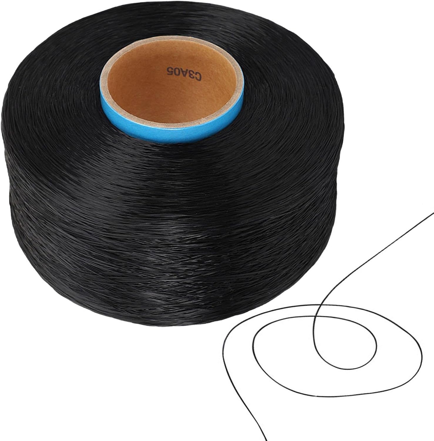 Elastic String Bead Cord, Large Roll Black Flat Stretch Bracelet String for Clay Beads Beading, 0.4mm 7000m