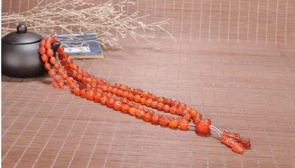 Persimmon Red Agate Original Stone Necklace Sweater Chain Beads Multi-Circle Bracelet Bracelet Necklace Liangshan Natural South Red Agate
