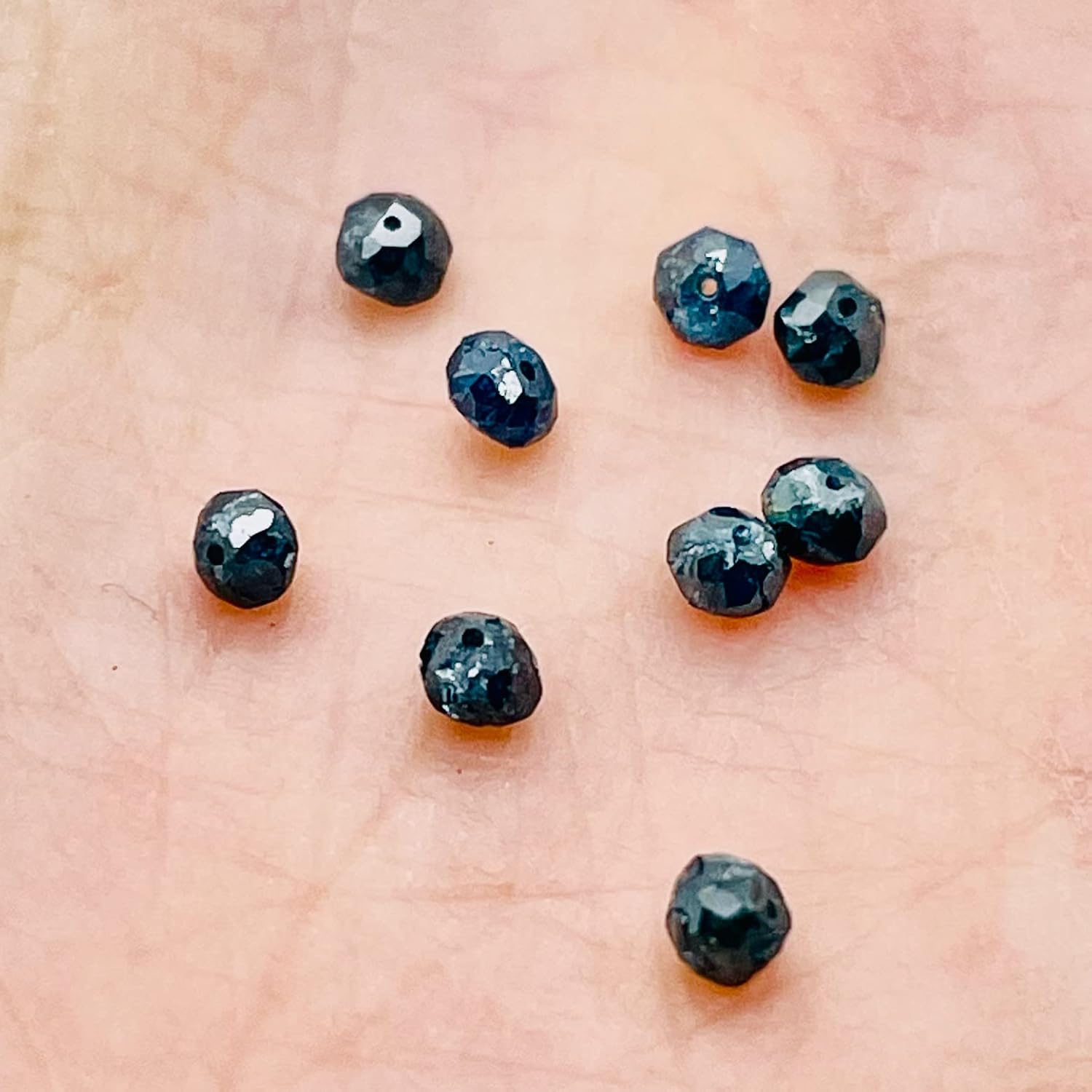 Blue Diamond Faceted Roundel Beads | 3-2.6mm | 9 Beads | ~1.0 Carat |10597A for Jewelry Making