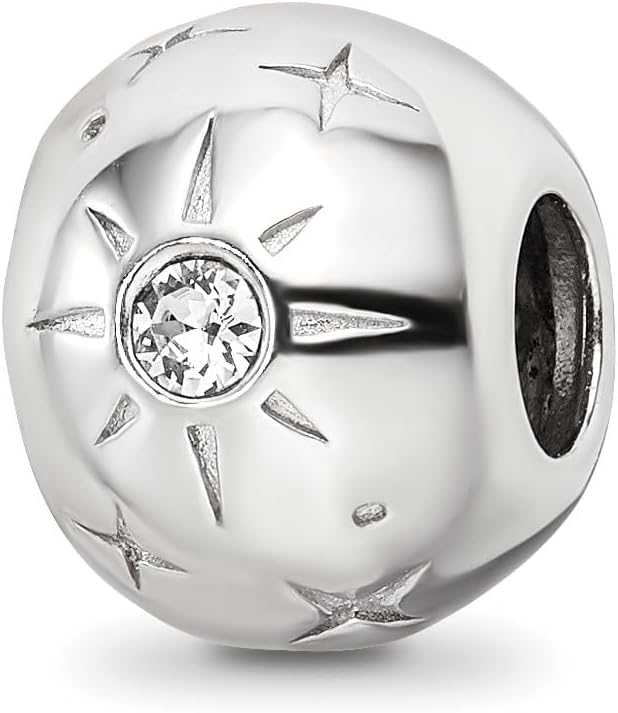 Sonia Jewels Solid 925 Sterling Silver Heart Reflections Enamel & Crystal All The Best Bead (10mm x 10.9mm)