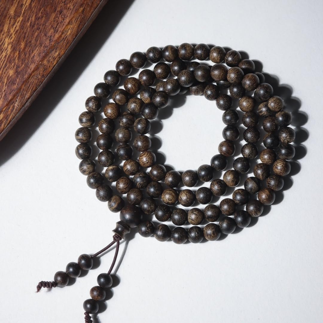 Vietnam Nha Trang White Agarwood Burl Old Material 6mm*108 Beads Delicate Jade-Like Full Grain Sinking Grade