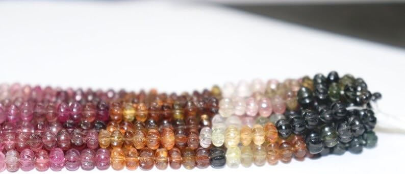 Multi Tourmaline Smooth Carved Rondelle Shape Beads 5 mm Tourmaline Melon Shape Beads Tourmaline Smooth rondelle for Making Jwelery