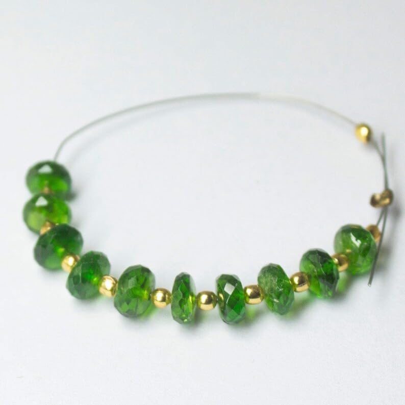 7 inch Strand of Natural Green Chrome Diopside 6mm Rondelle Faceted briolette Beads for DIY Jewelry Making. |BRIO_03794