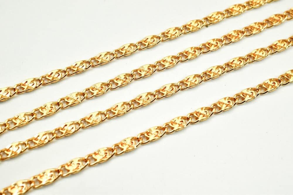 18K Pinky Gold Filled EP Chain Width 3mm Thickness 1mm Gold-Filled findings for Gold Filled Sold by Foot PGF24