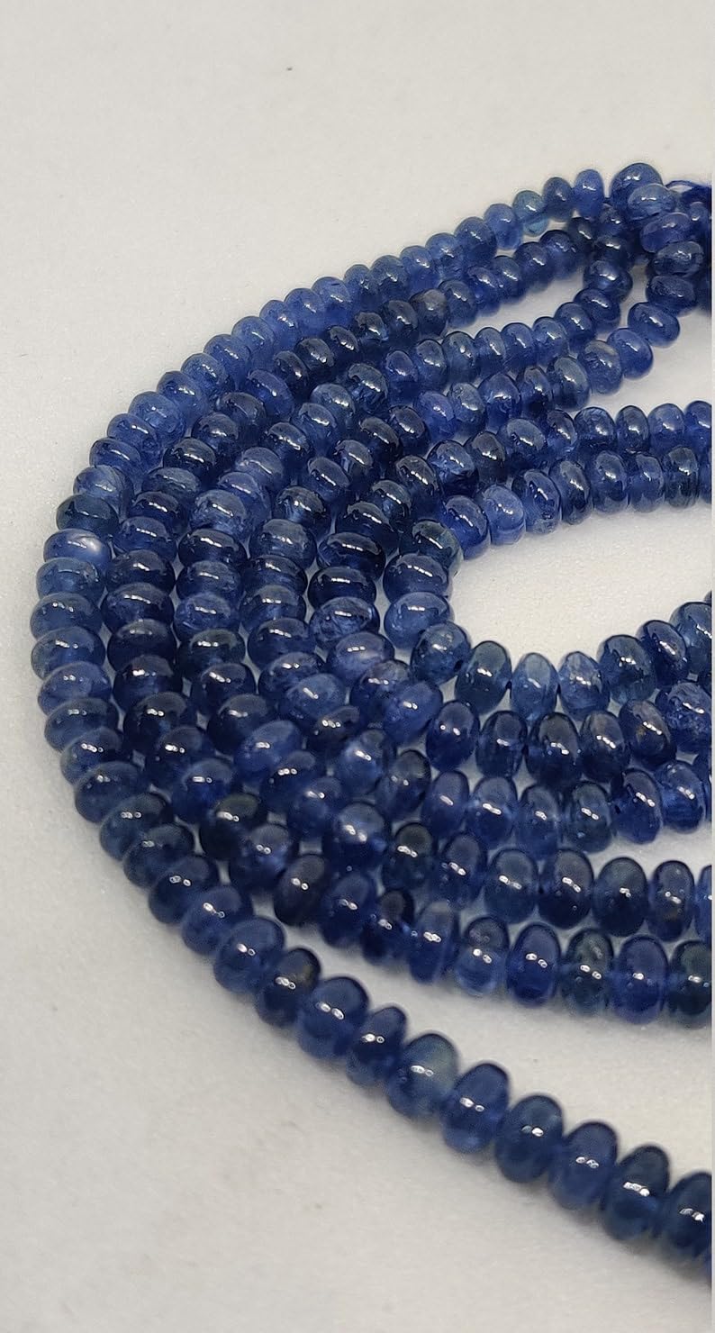 Natural Natural Burmese Blue Sapphire plainround Smooth Beads 3.5 mm to 5 mm 4.5 inch Long String Jewelry Making Gemstone Beads for Necklace Bracelet