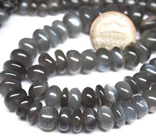 Natural Grey Fire Moonstone Smooth Gemstone Rondelle Gemstone Loose Craft Beads Strand 18 Inch Long 10mm 6mm Code-HIGH-26237