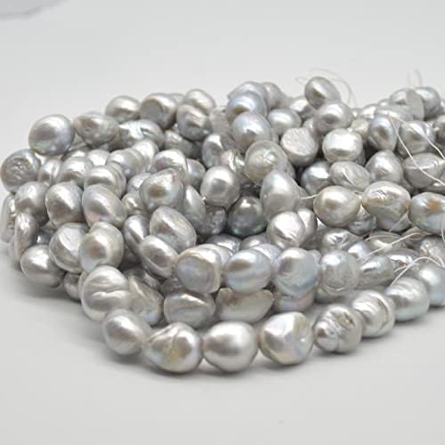 13 inch Strand of Natural gem Freshwater Baroque Pearl, 12-14mm Nugget Smooth Beads for DIY Jewelry Making. | Beads_03773, grey