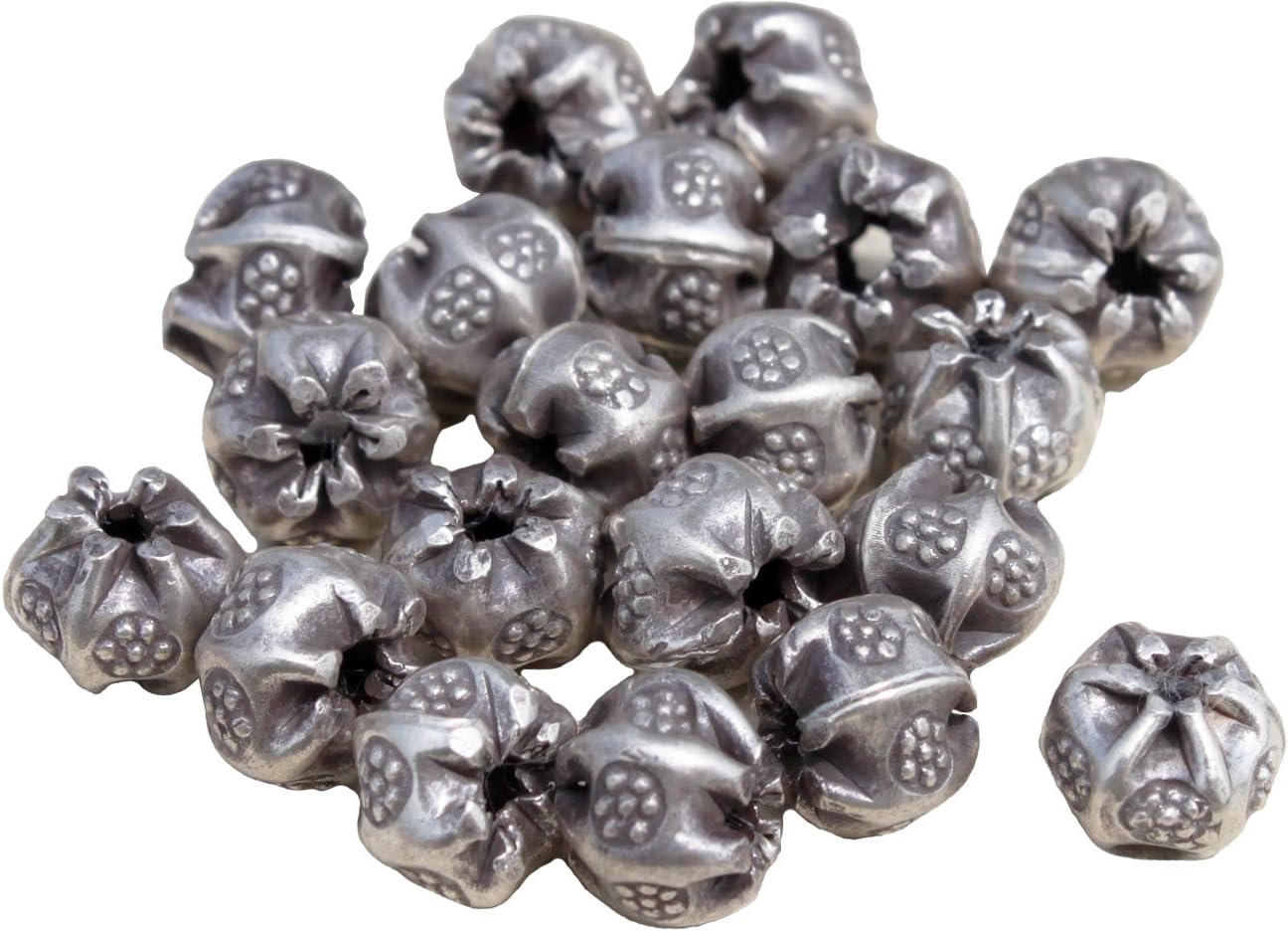Full Funk Ethnic Thai Karen 97% Silver Content Beads - Crump Delica 7x5mm - 4pcs