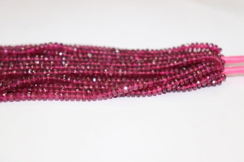 Natural Pink Tourmaline Faceted Rondelle Beads 4-6mm Rubellite Tourmaline Beads for Jewelry Making