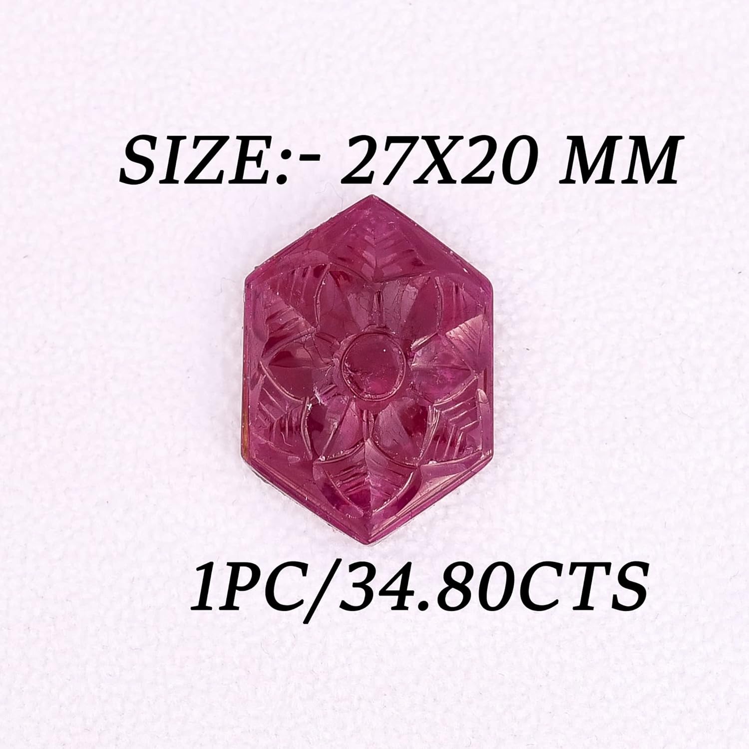 34.80 Ct Ruby Hand Carved Fancy Shape Loose Gemstone Flower Carved Cabochon For Making Pendant, Necklace Jewelry Designs