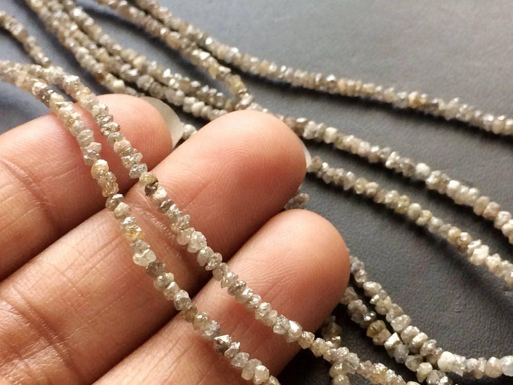 2-3mm Champagne Brown Rough Diamond Chip Beads, Champagne Brown Raw Diamond, Raw Uncut Diamond Beads For Jewelry (4IN To 16IN Options), 2-3 MM