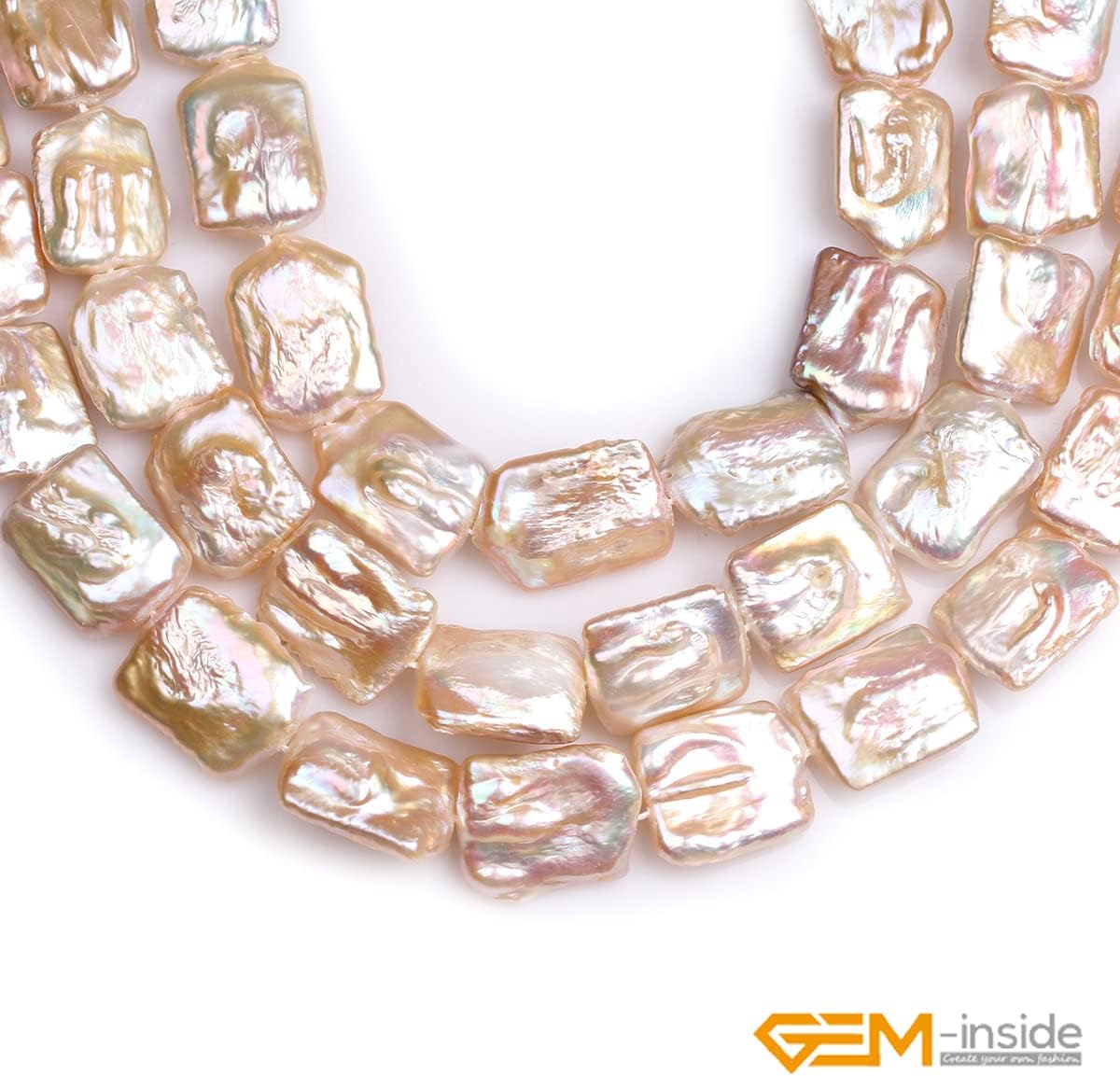 GEM-Inside Natural 17x24mm Pink Rectangle Nuclear Edison Pearls Stone Beads for Jewelry Making Loose Beads 15