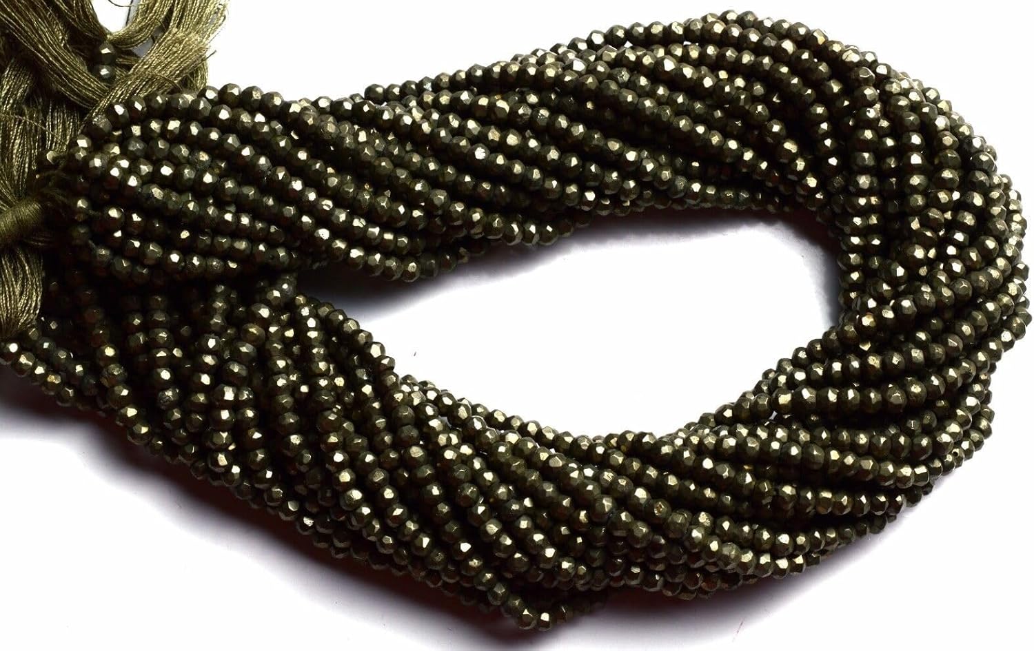 13 inch Strand of Natural gem Golden Pyrite, 3.5mm Rondelle Faceted Beads for DIY Jewelry Making. | Beads_03833