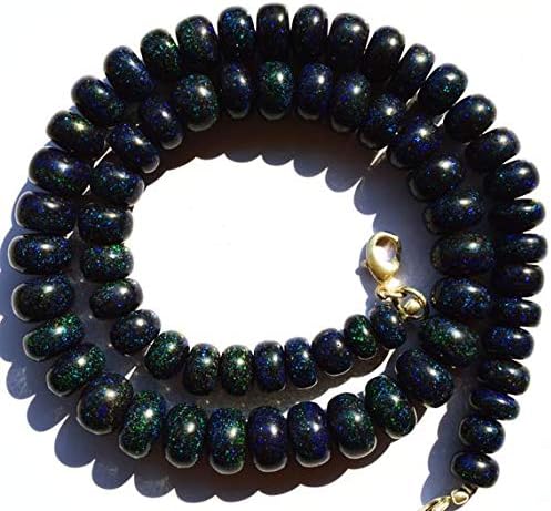 LKBEADS 1 Strand Natural Australian Matrix Black Opal Big 8 to 12MM Smooth Rondelle Beads 17 Inch