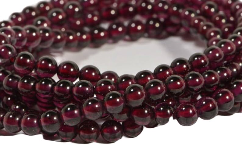 13 inch Strand of Natural gem Garnet, 4mm Round Smooth Beads for DIY Jewelry Making. | Beads_03604