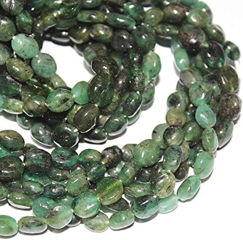 1 Strand Emerald Oval Smooth 14'' Long Strand Gemstone Beads, Jewelry Supplies for Jewelry Making, Bulk Beads, for Meditation Jewellery for Reiki Healing Mystic Gemstone Size 5mm to 6mm