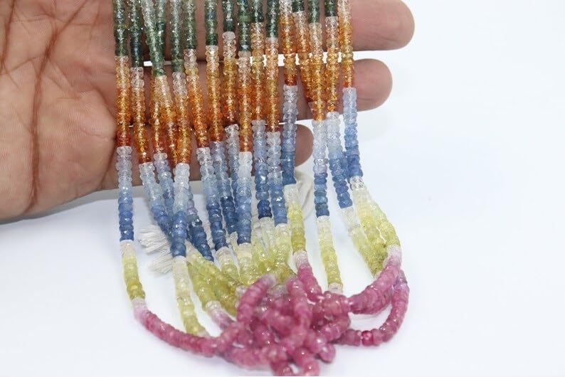 Multi Sapphire Faceted Rondelle Beads 4-5 mm Multi Rainbow Beads Multi Sapphire Beads Wholesale Beads Multi Sapphire Beads