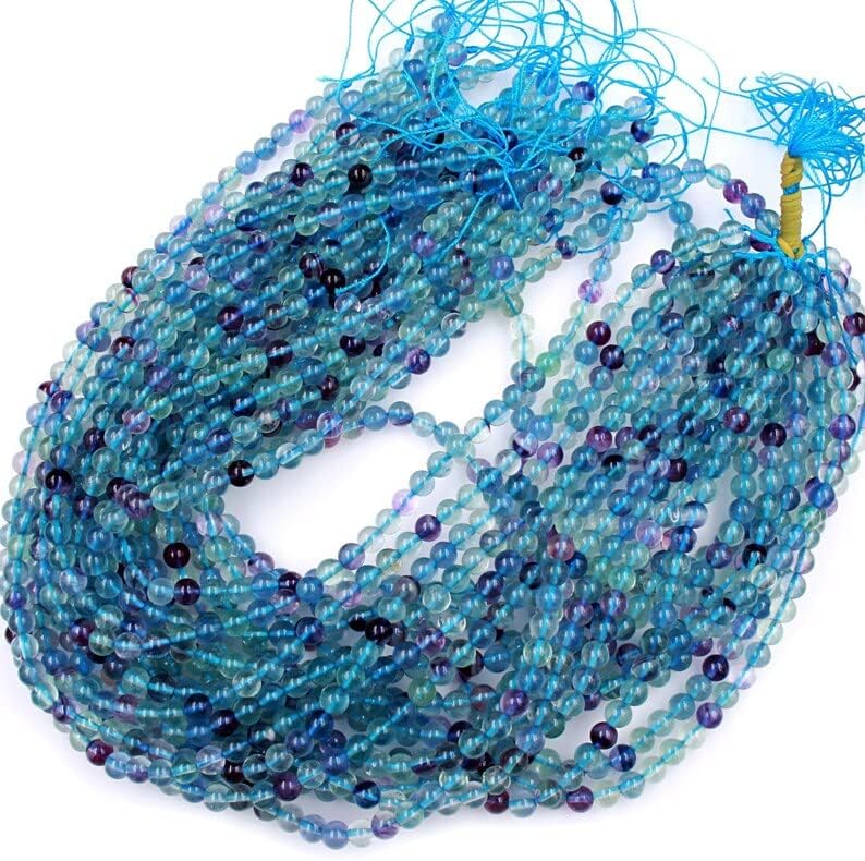 13 inch Strand of Natural gem Fluorite, 6 mm Round Smooth Beads for DIY Jewelry Making. | Beads_03612, as per photo