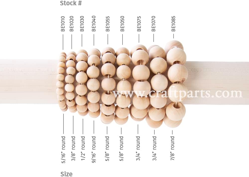 12MM (1/2 inch ) Round Wooden Beads w/ 5/32 inch hole-Bag of 2000