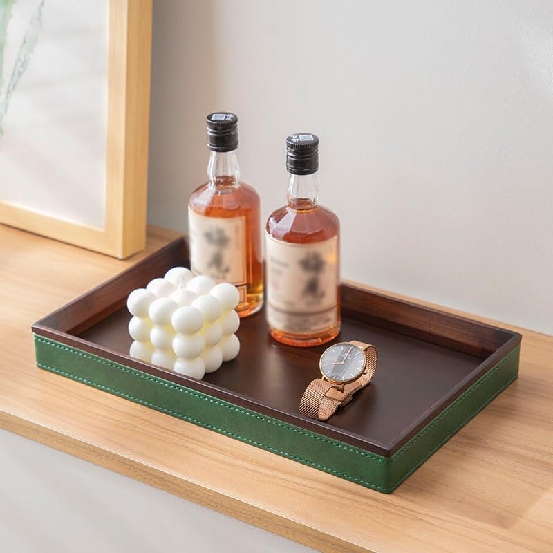 Tray Leather Tray Rectangular Teacup Tea Tray Afternoon Tea Coffee Jewelry Aromatherapy Storage Tray Hotel Entrance Tray Serving Trays(E)
