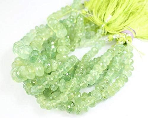 Natural Green Prehnite Faceted Rondelle Micro Gemstone Craft Loose Beads Strand 9 Inch Long 9mm 14mm Code-HIGH-1118