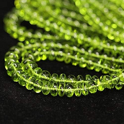 BEADS GEMSTONE 13 Strand Lot Natural Green Perit Smooth Rondelle Micro Gemstone Craft Loose Beads 7 Inch Long Size-5-6mm Code-HIGH-26702