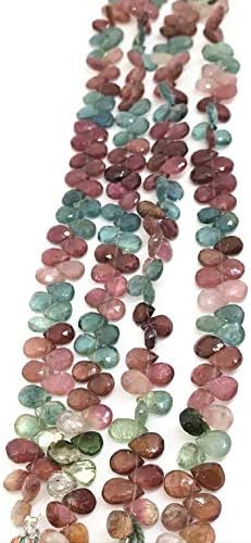 LOVEKUSH LKBEADS 7x9MM Tourmaline Faceted PearBriolettes, Tourmaline Briolettes, 8.5 Inch Strand Code-HIGH-50908