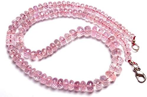 LKBEADS 1 Strand Natural Morganite (Pink Beryl) 5 to 12mm Faceted Rondelle Beads 16.5 Inch